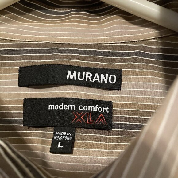 Murano Men's Modern Comfort XLA Long Sleeve Striped Button Up Dress Shirt Large - Picture 2 of 6